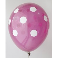 Burgundy - White Polkadots Printed Balloons